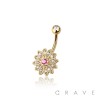 316L SURGICAL STEEL MULTI CZ FLOWER NON DANGLE BELLY BUTTON NAVEL RING 